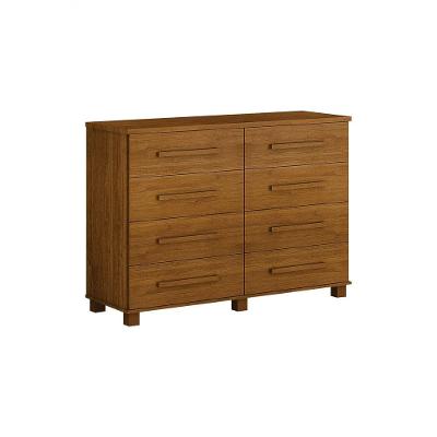 Cômoda San Marino 8 Gavetas MDF Puxador Madeira Cinamomo Leifer