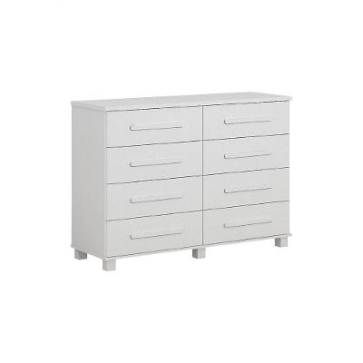 Cômoda San Marino 8 Gavetas MDF com Puxador de Madeira Branco Leifer Móveis