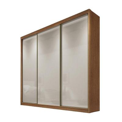 Guarda Roupa Casal Arezzo 3 Portas de Bater 4 Gavetas MDF Corrediças Telescópicas Cumaru-fendi
