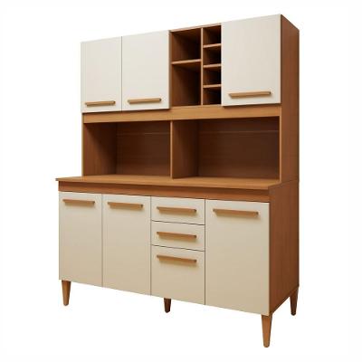 Cozinha Compacta Toronto 7 Portas 2 Gavetas MDF-MDP 153CM Off White Kaiki Móveis