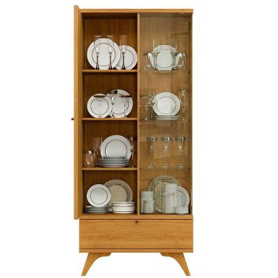 Cristaleira Versátilis Moderno 2 Portas 1 Gaveta MDF-MDP 76CM Naturalle Mavaular Móveis
