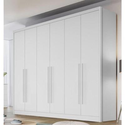 Guarda Roupa Casal Vertice New 6 Portas de Bater 6 Gavetas MDF Laqueado Neve Móveis Novo Horizonte