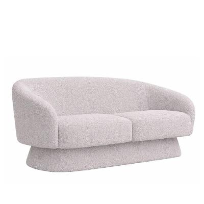 Sofá Solis 3 Lugares 210CM Cinza Bouclé Moderno Liso Estrutura Madeira Solis