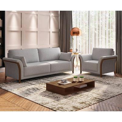 Conjunto de Sofá Perry 2 Lugares Fixo 162CM Cinza Claro Linho