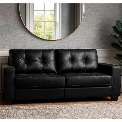 Sofá Olga 2 Lugares 206CM Preto Couro Confortável para Ambientes Pequenos Sallar Home