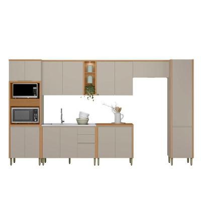 Cozinha Completa Arya 7 Peças MDF 120CM Jequitibá e Gris Fosco Arya Wines