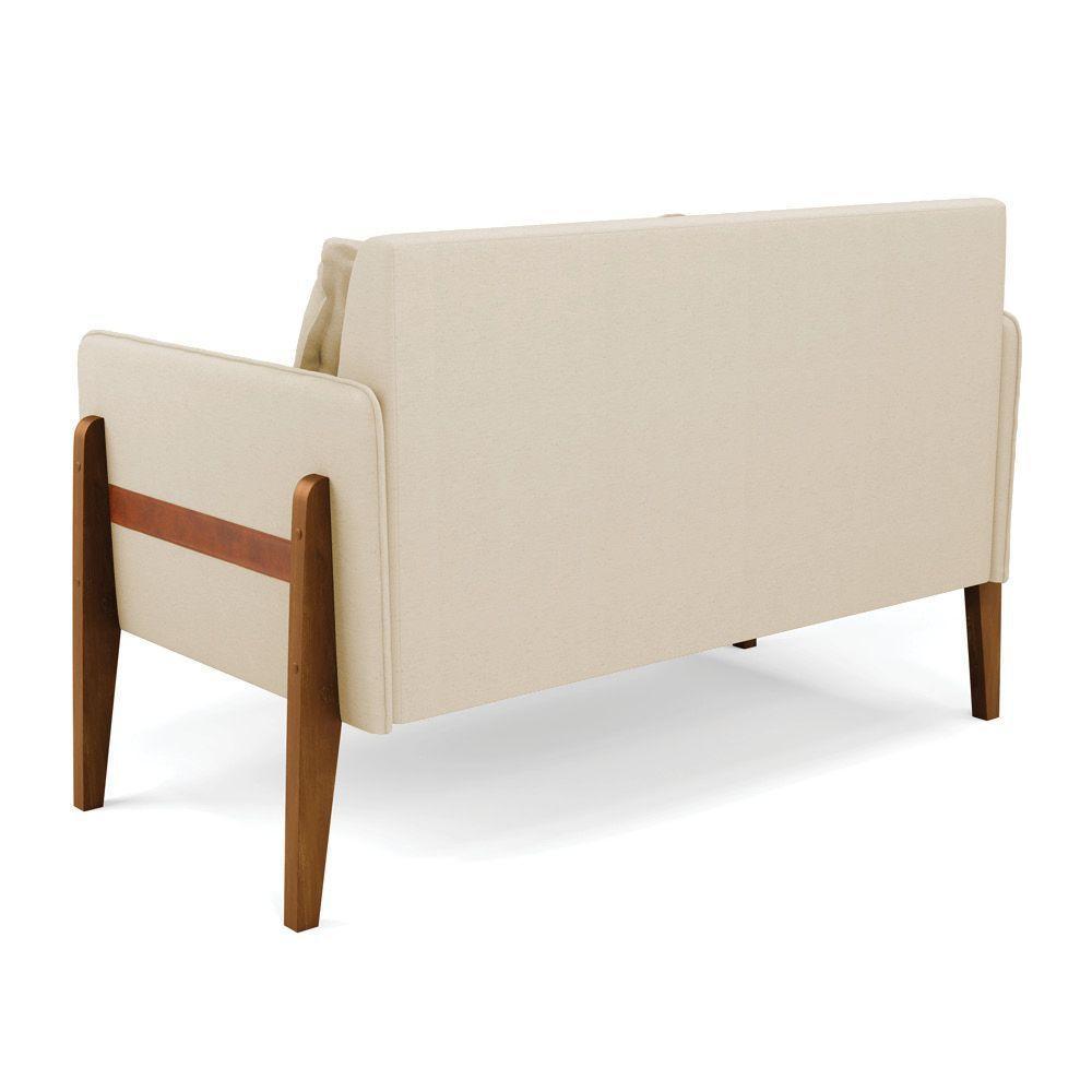 Sofá Namoradeira Lana Linho Base De Madeira - D'rossi Cor A19 Bege - 6