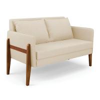 Sofá Namoradeira Lana Linho Base De Madeira - D'rossi Cor A19 Bege - 1