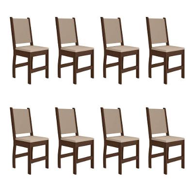 Kit 8 Cadeiras de Jantar Clara MDF Courino Bege Pallazio