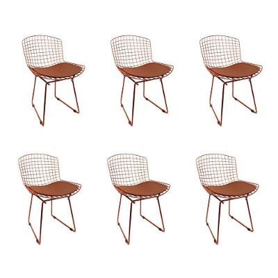 Kit 6 Cadeiras Bertoia Cobre Com Assento Cobre