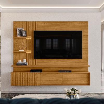 Painel Bancada Suspensa Atena 200CM MDP com LED Amadeirado Pallazio