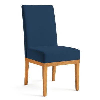 Cadeira de Jantar Brisa com Estrutura de Madeira e Estofado em Veludo Azul Marinho Pallazio