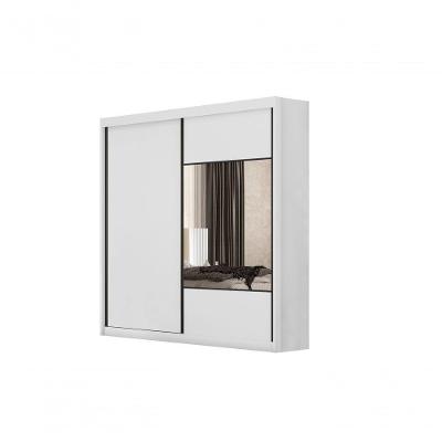 Guarda Roupa Casal Versatto 2 Portas de Bater 8 Gavetas MDF-MDP com Espelho Neve Móveis Novo