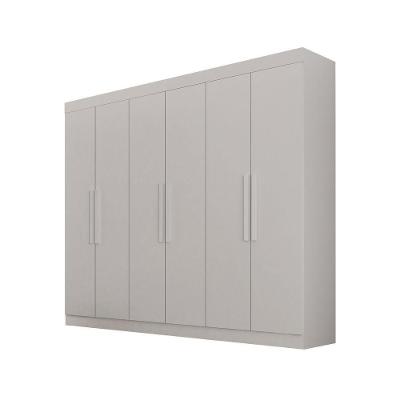 Guarda Roupa Delta 6 Portas de Bater 2 Gavetas MDF Laqueado Branco Leifer Móveis