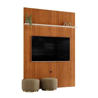 Painel Piso-teto New Interlagos para TV 65" 179CM MDP com Prateleira Alta Cinamomo e Off White