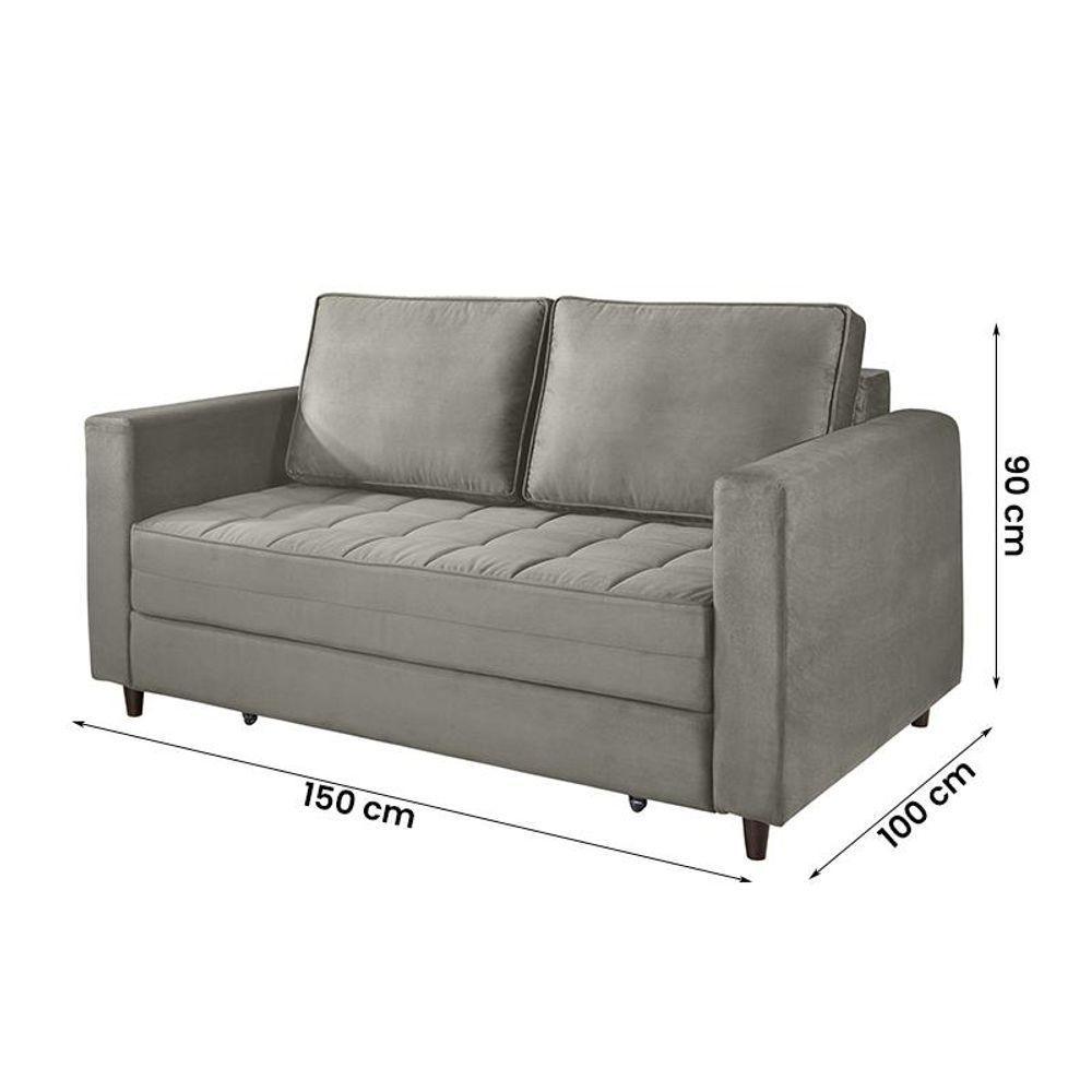 Sofá Cama Belize 2 Lugares Cinza Cinza - 2