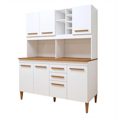 Kit Cozinha Compacta Toronto 7 Portas 2 Gavetas MDP 153CM Branco Kaiki Móveis
