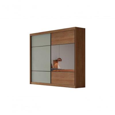Guarda Roupa Casal Brusque 2 Portas de Bater 8 Gavetas MDF-MDP com Espelho Cumaru-fendi Móveis Novo