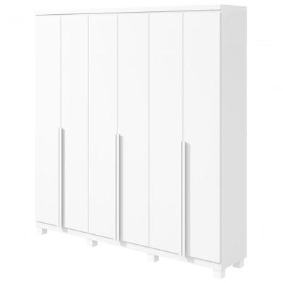 Guarda Roupa Casal Alonzo 6 Portas de Bater 4 Gavetas MDF Branco Móveis Lopas