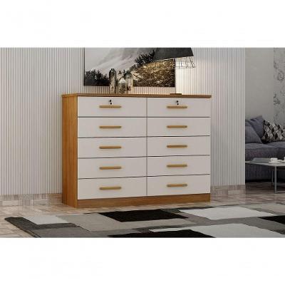 Comoda Novo Horizonte Deca 10 Gavetas MDF-MDP Corrediças Telescópicas Puxador MDF Fendi Móveis Novo