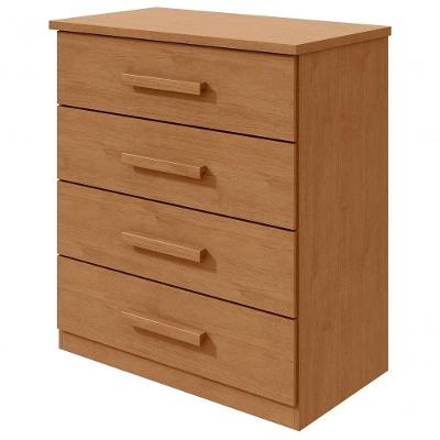 Comoda Baiao 4 Gavetas MDP MDF Puxador em MDF Amendoa Móveis Lopas