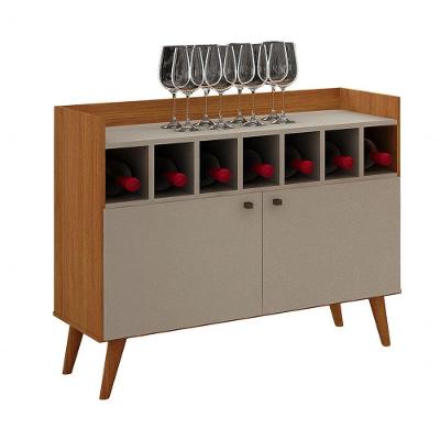 Buffet Bar Napoli 2 Portas 2 Prateleiras MDF com Nichos Organizadores Cinamomo-Off White Leifer