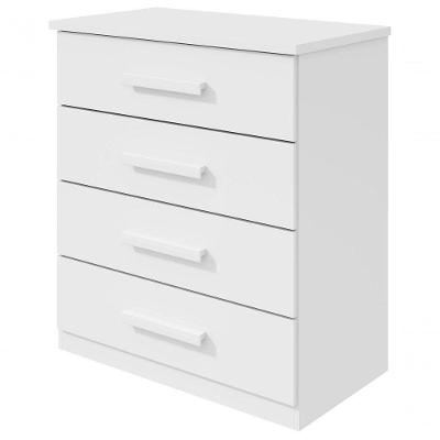 Cômoda Baiao 4 Gavetas MDP Puxadores MDF Branco Móveis Lopas