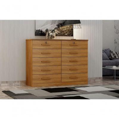 Comoda Deca 10 Gavetas MDF-MDP Puxador MDF Café Cumaru Novo Horizonte