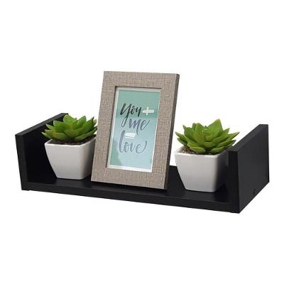 Prateleira U 30X15CM MDP Suporte Invisível Organizador Moderno Sala Preto 30CM