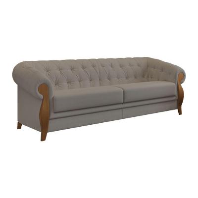 Sofá Pugle 3 Lugares 244CM Cinza Bouclé Suave Sallar Home Estrutura Madeira