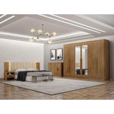 Guarda Roupa Casal Royal 6 Gavetas com Espelho MDF-MDP Cumaru Móveis Novo Horizonte