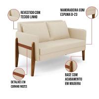 Sofá Namoradeira Lana Linho Bege A19 Base De Madeira - D'rossi - 10