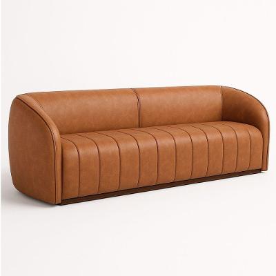 Sofá West 4 Lugares Bipartido Fixo 332CM Caramelo Courino Design Moderno West