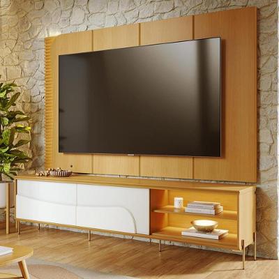 Rack com Painel Salerno C04 para TV 65" 216CM MDF-MDP com LED Off White Lyam Decor