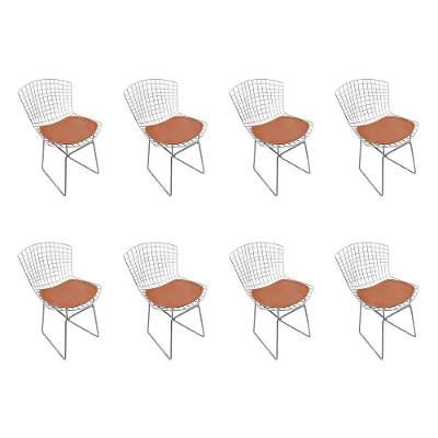Kit 8 Cadeiras Bertoia Cromada Com Assento Sintético Cobre