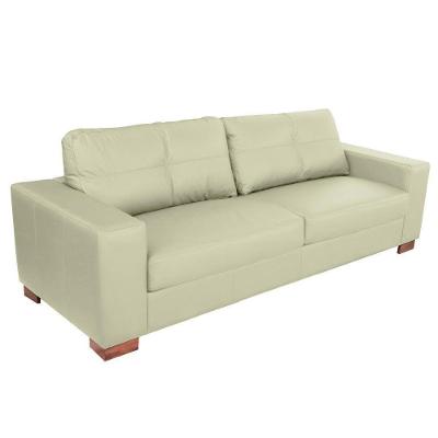 Sofá Kenny 3 Lugares 240CM Off White Couro Gran Belo