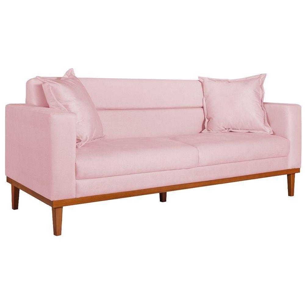 Sofá 2 Lugares Viena Suede - Doce Sonho Móveis Rosa Bebê - 1