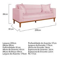 Sofá 2 Lugares Viena Suede - Doce Sonho Móveis Rosa Bebê - 5