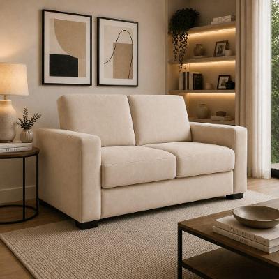 Sofá Namoradeira 3 Lugares 200CM Bege Suede Black House Decor