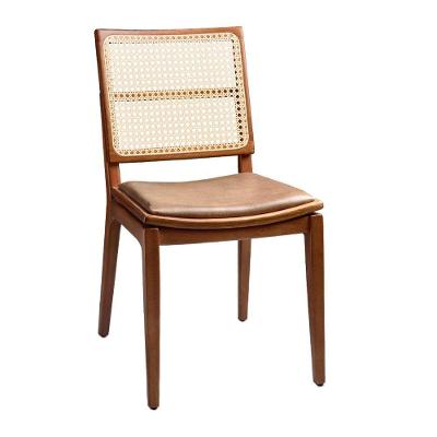 Cadeira de Jantar Leidy com Estrutura de Madeira Maciça e Courino Caramelo Sallar Home