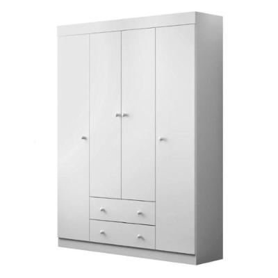 Guarda Roupa Infantil Dora 4 Portas de Bater 2 Gavetas MDP Branco Brilho Sallar Home