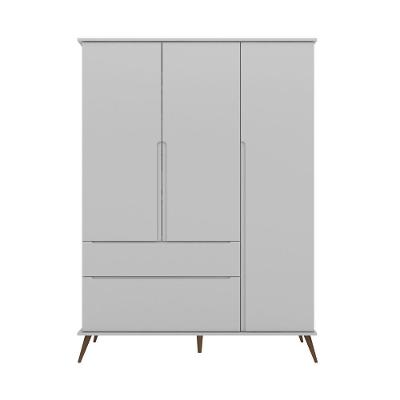 Guarda Roupa Infantil Tina 3 Portas de Bater 2 Gavetas MDF Cinza Ada Tina