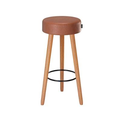 Banqueta Bela Assento em Courino Base Fixa sem Encosto 70cm Café Sallar Home