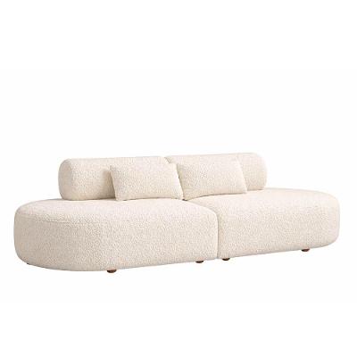 Sofá com Chaise Serina 4 Lugares 260CM Off White Bouclé Sallar Home