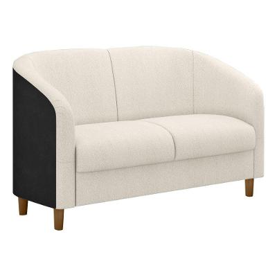 Sofá Dolar 2 Lugares Fixo 120CM Preto e Off White Courino Sallar Home
