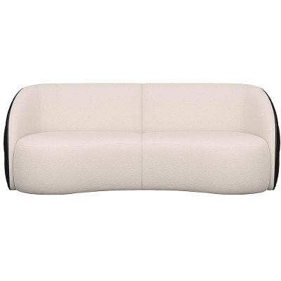 Sofá Curvo Hermon 3 Lugares Fixo 318CM Off White Boucle e Courino