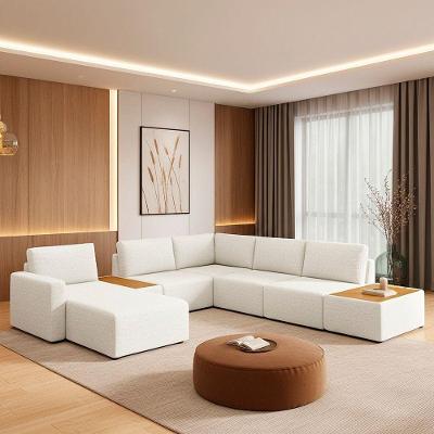 Sofá de Canto France 6 Lugares Modulado 291CM a 312CM Off White Sallar Home