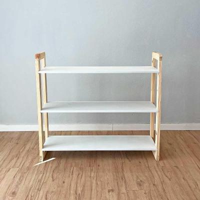Aparador Linea Ample Moderno 3 Prateleiras Madeira Maciça 100CM Branco Natural Artfactory Design
