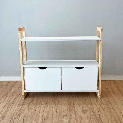 Aparador Linea Ample Moderno sem Porta 2 Gavetas Madeira Maciça 100CM Branco e Natural Artfactory