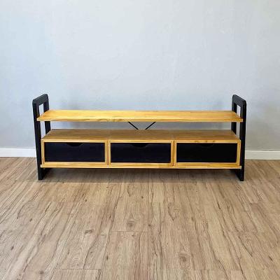 Rack para TV Linea 140CM com 3 Gavetas Nozes e Preto Artfactory Design